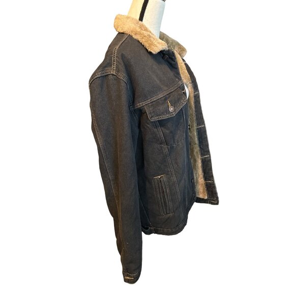 JYG Dark Denim Lined Jean Jacket Mid Length Faux Fur Fully Lined Vintage Size XL - Picture 4 of 6